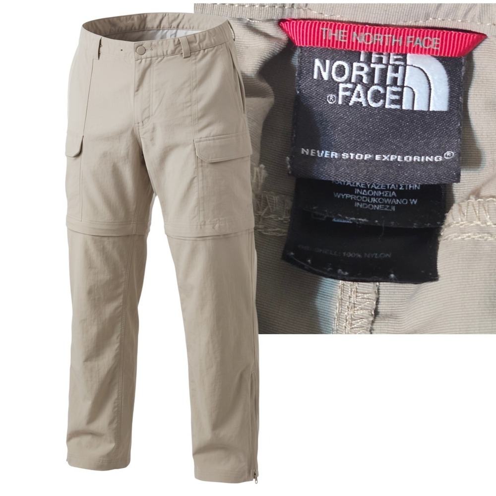 The North Face Cargo Pants Mens Large Tan Convertible Zip Off Hiking Outdoor